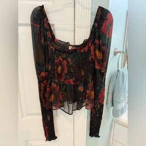 FARM Rio Red and Green Blouse Vibrant Top